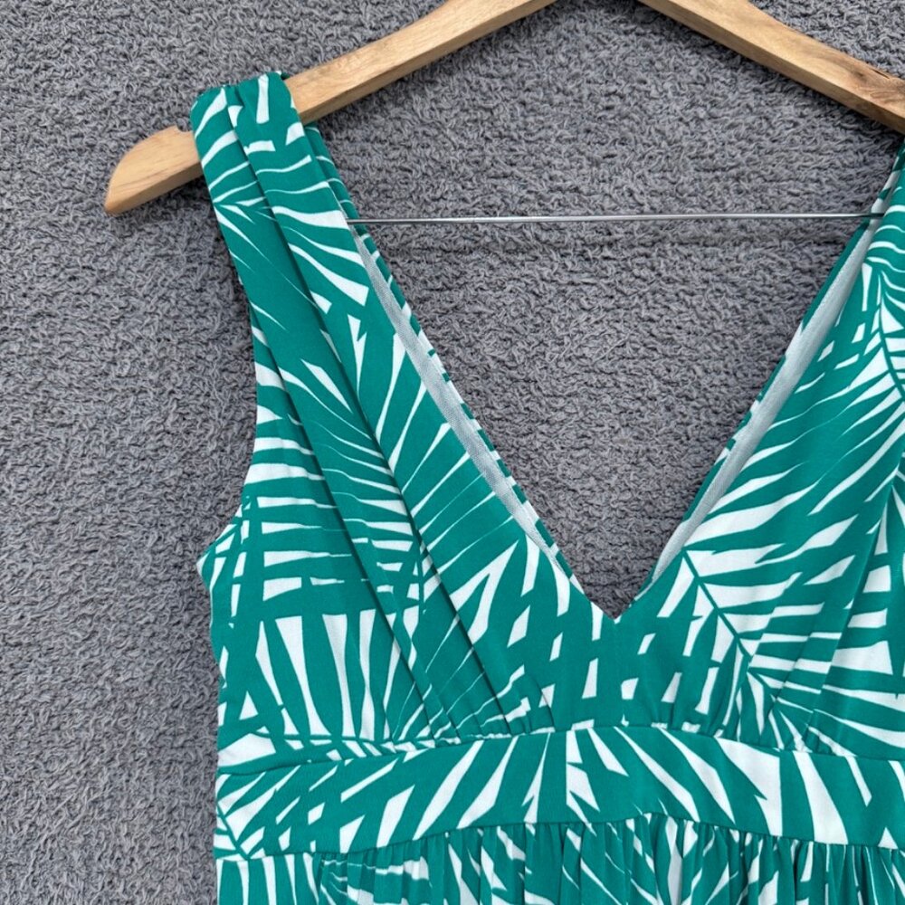 Nicole Miller Tropical Palm Print Jersey double V-neck dress Med - Picture 10 of 10